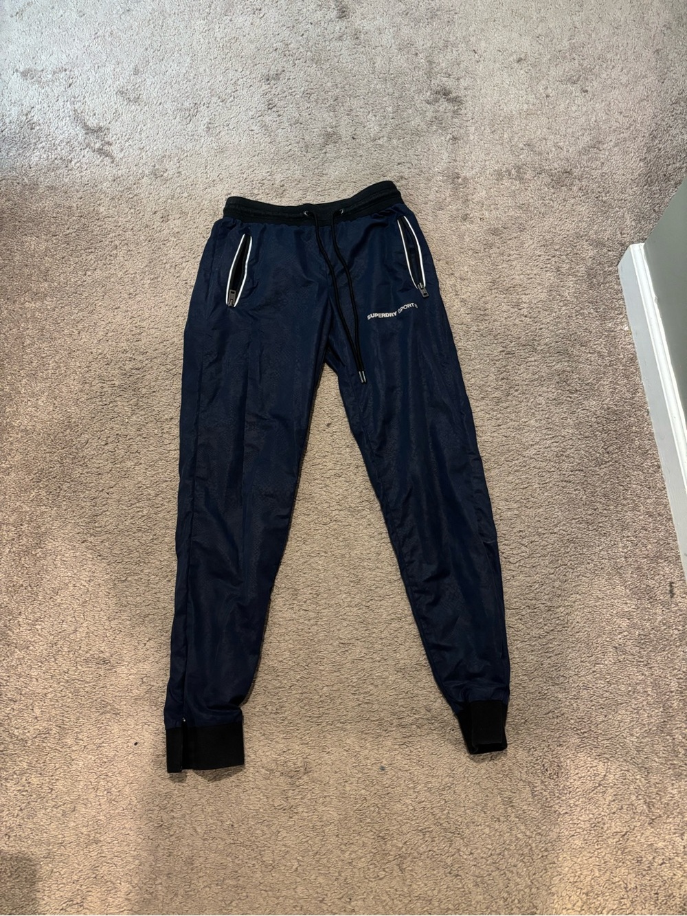 Superdry Sport Mens Navy Snakeskin Print Mesh Lined Jogger Pants Size S